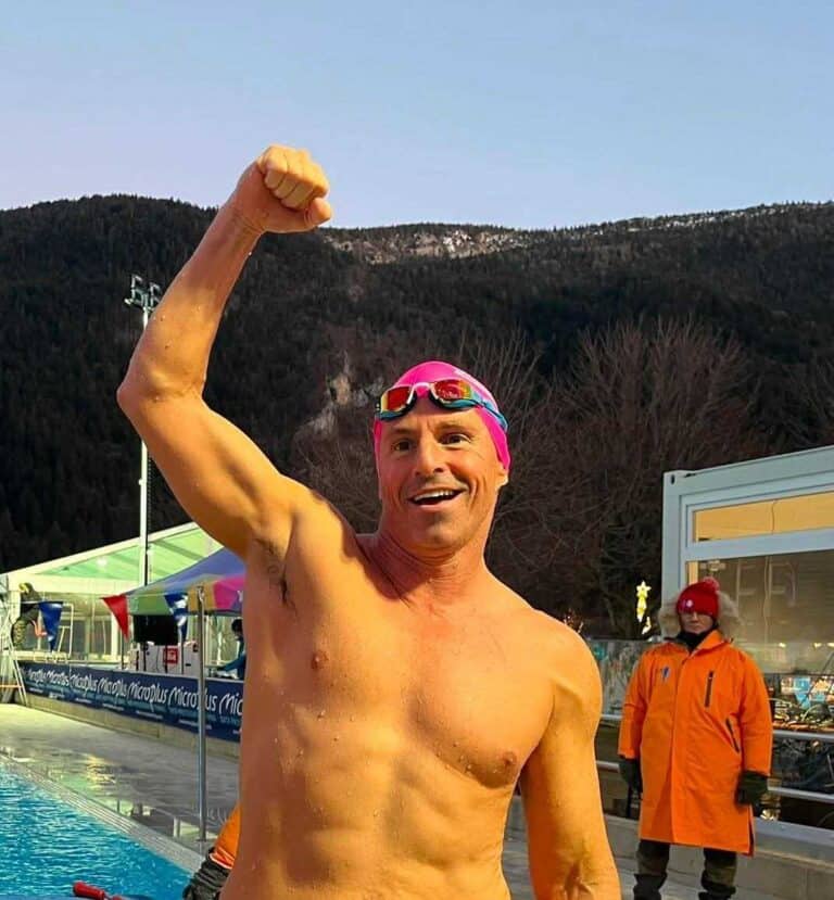 Uri Sela by the pool after a swim